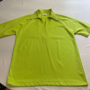 Di Fini Golfer Vintage Double Knit Old Stock Green Polo Shirt Size XL